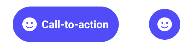 On the left side is the large button with icon and label, on the right the smaller round button with only an icon