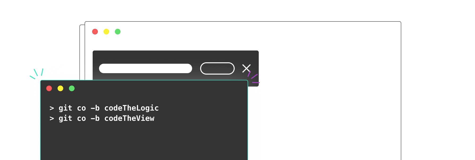 Abstract representation of a notification Toast being coded