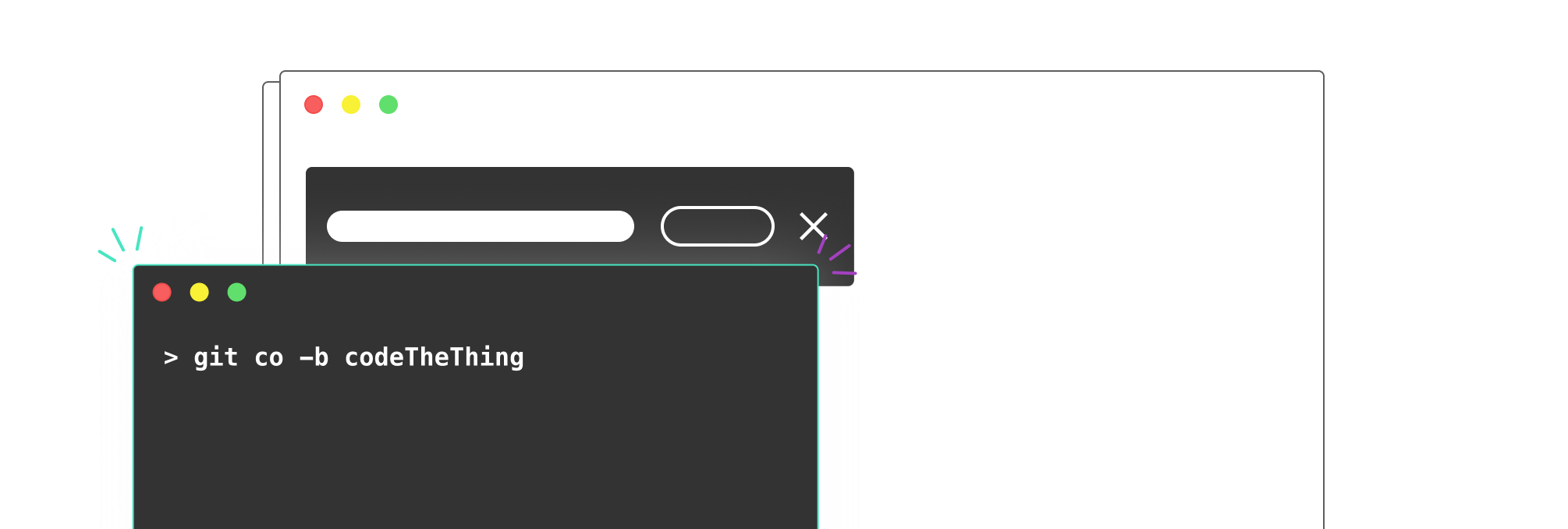 Abstract representation of a notification Toast being coded