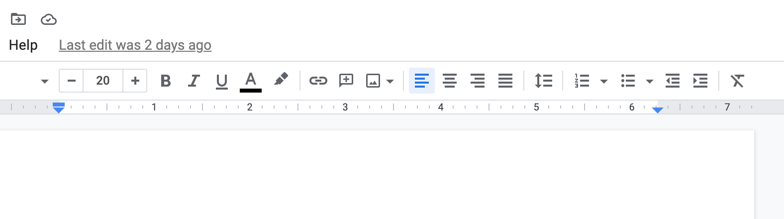 A toolbar in a text-editor, in this case, the text formatter options in Google Docs