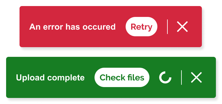 A green and a red Toasts to differentiate variants